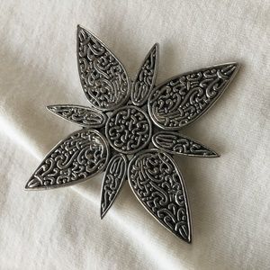 John Hardy Signed Silver Tone MultiUse Floral Clip